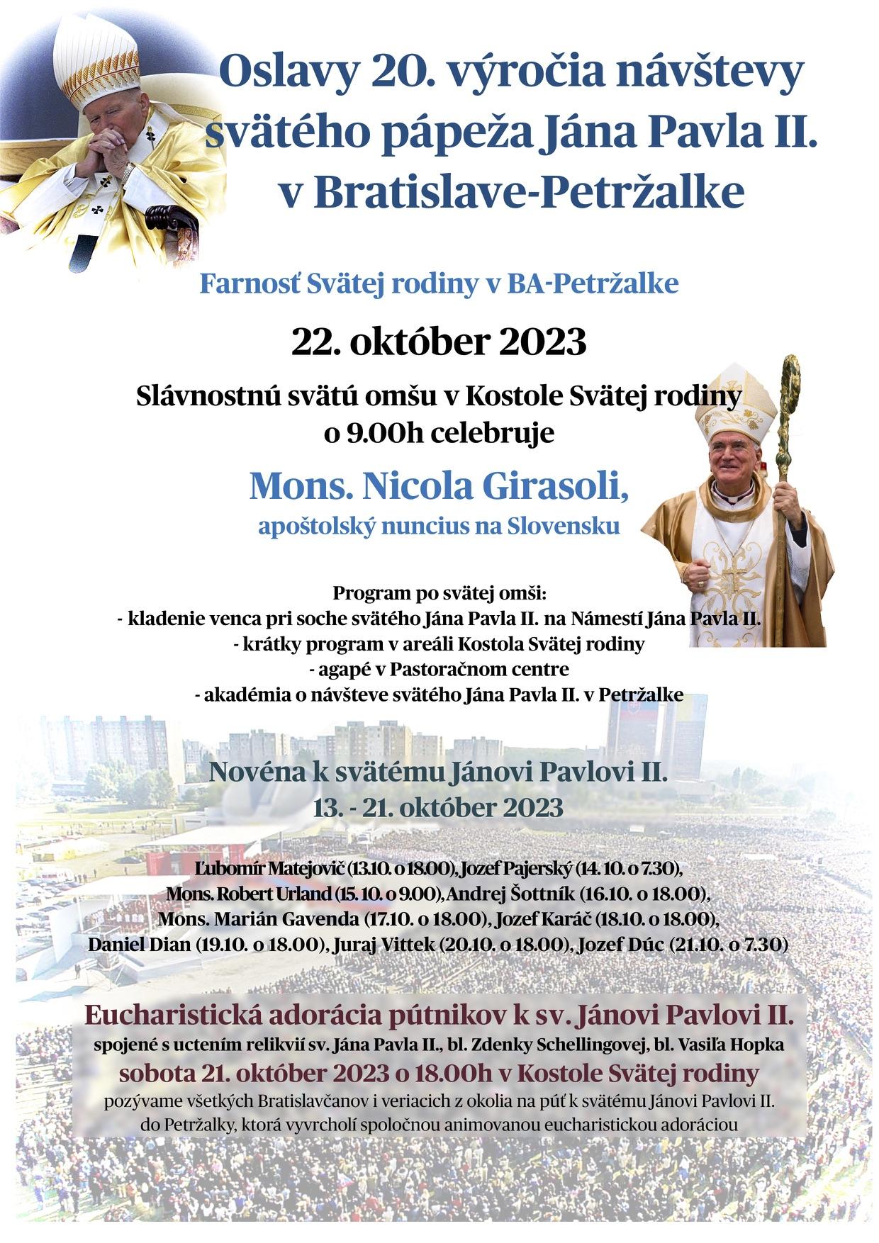 Bratislava, Petrzalka, vyrocie, navsteva, Jan Pavol II., plagat