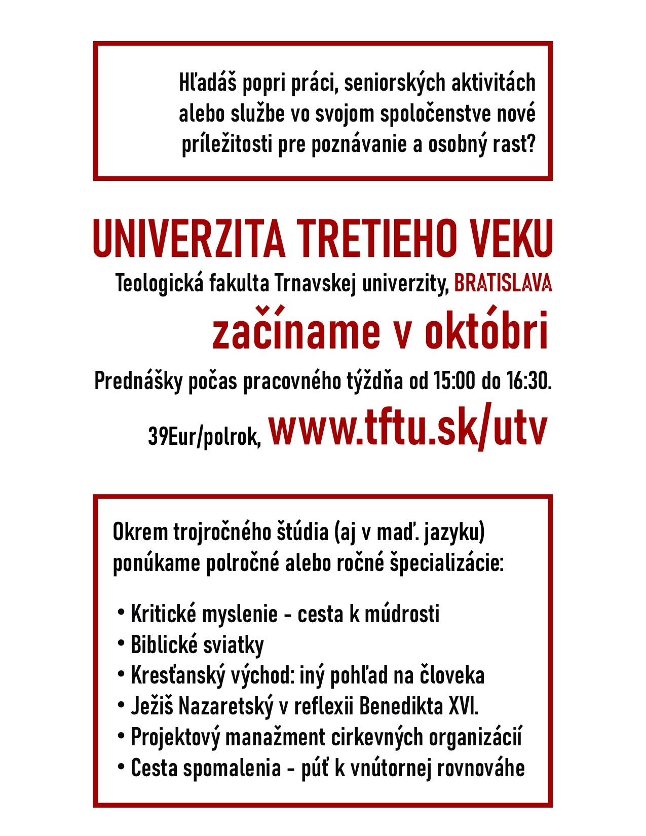 Bratislava, univerzita tretieho veku, plagat
